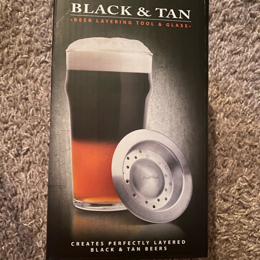 Black and Tan Beer Layering Tool & Glass Never Used